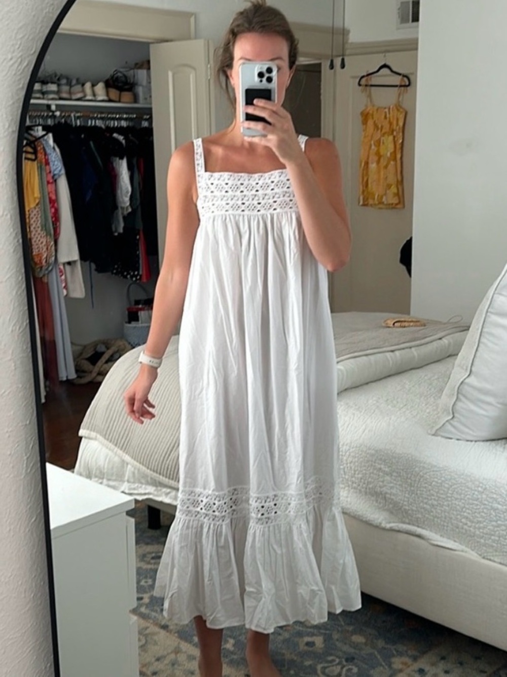Jcrew Athena White Eyelet Maxi Sundress